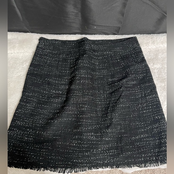 Loft black twill winter/fall skirt with fringe - Picture 3 of 6